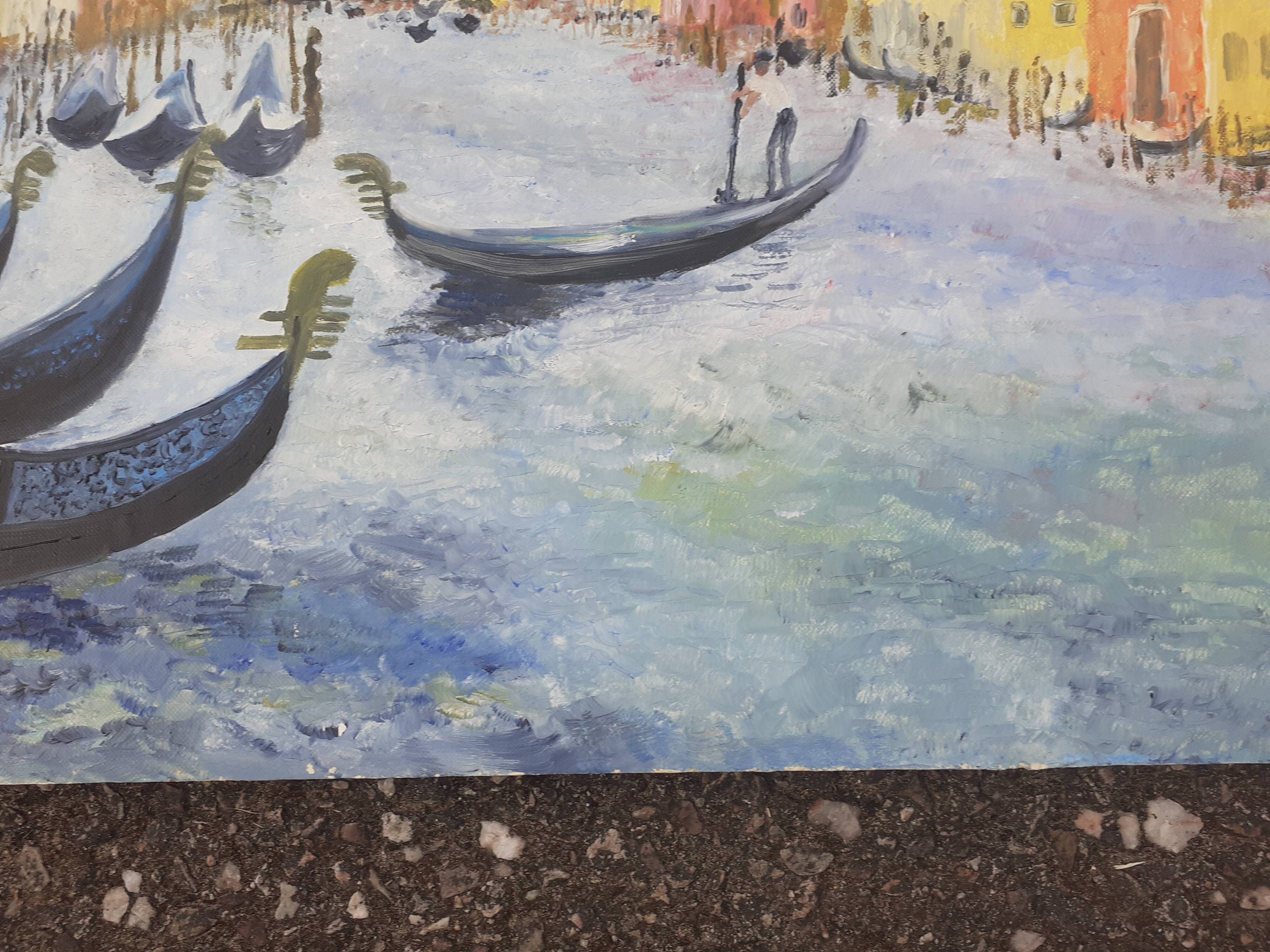 Huile sur panneau du Grand Canal à Venise