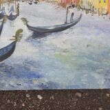 Huile sur panneau du Grand Canal à Venise