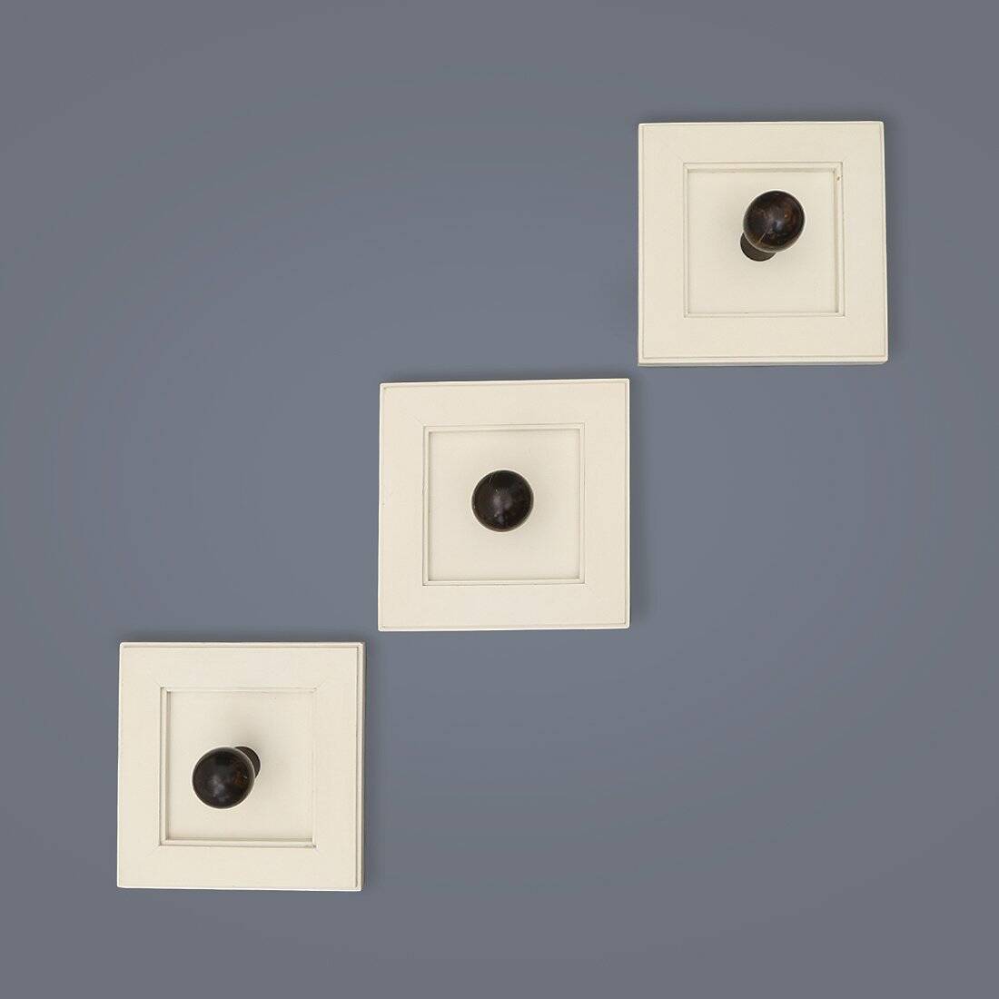 Wall-mounted hooks for clothes, 1970s, set of 3