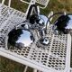 Italian design chandelier in chrome metal 3 lights Rolly 1973