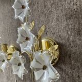 Pair of vintage golden sconces and lucite flowers