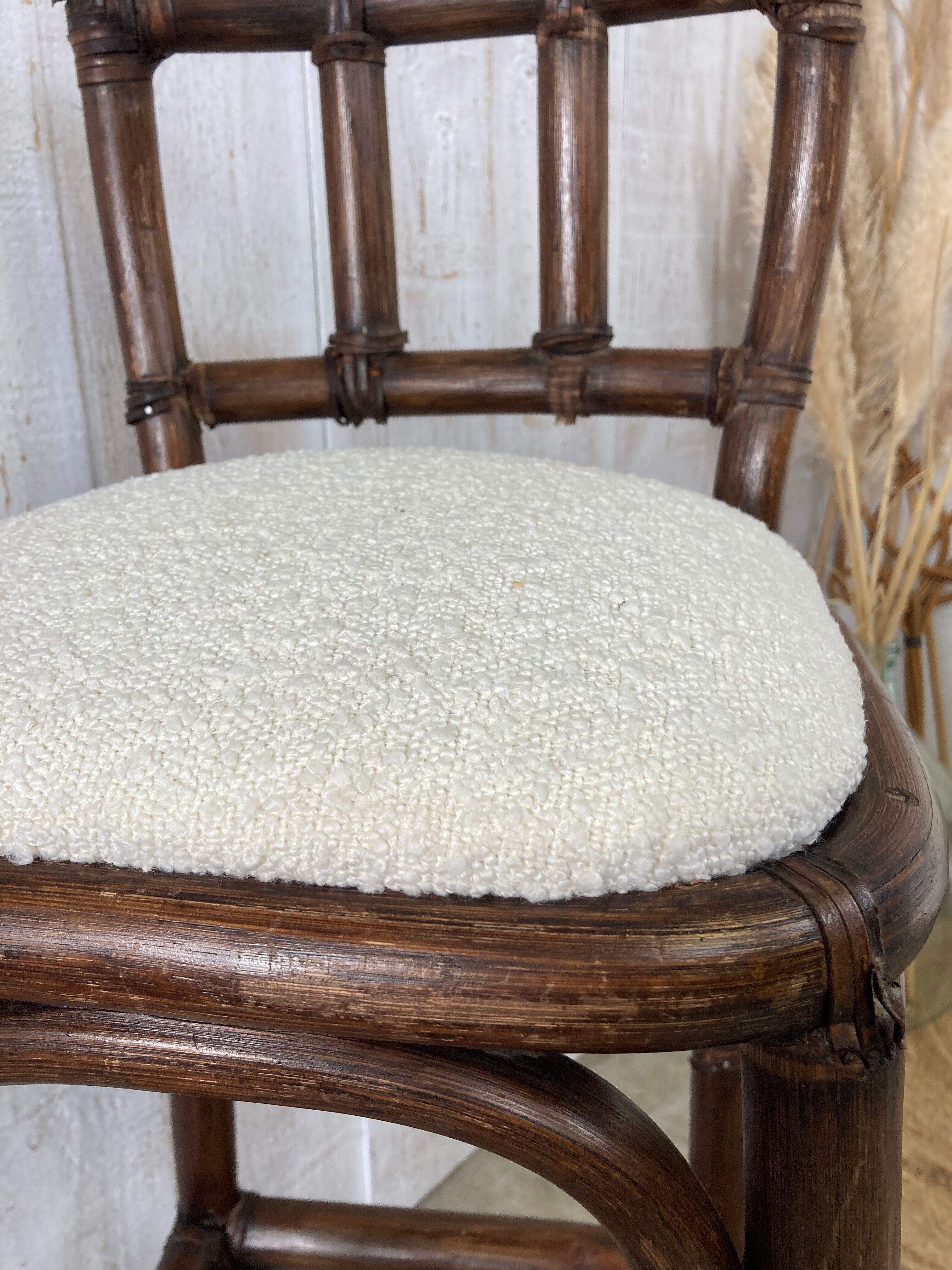 Tabouret rotin vintage