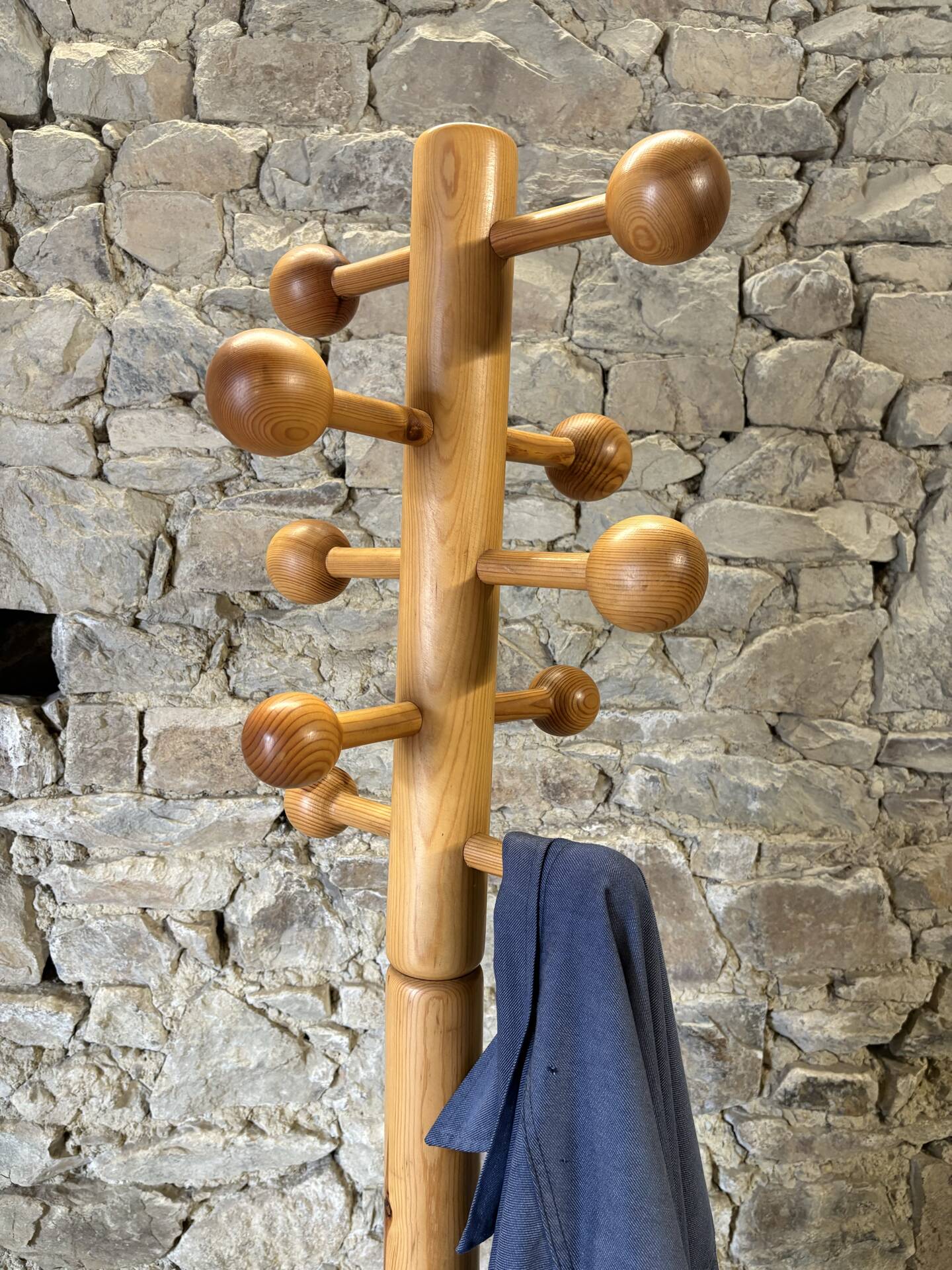 Solid pine coat rack, 1980