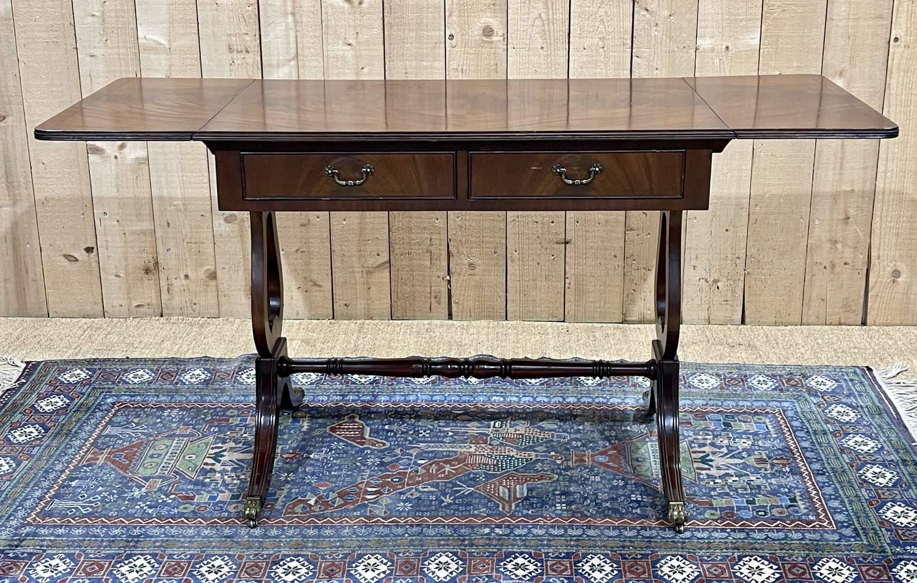 English mahogany drop-leaf desk from the 1950s