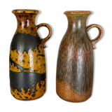 Set of Two Pottery Fat Lava Vases "Multi-Color" by Scheurich, Germany, 1970s