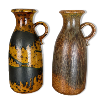 Ensemble de deux vases de lave grasse en poterie « Multi-Color » par Scheurich, Allemagne, années 1970