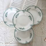 4 antique deep plates, ironstone, Saint Amand, 19th century.