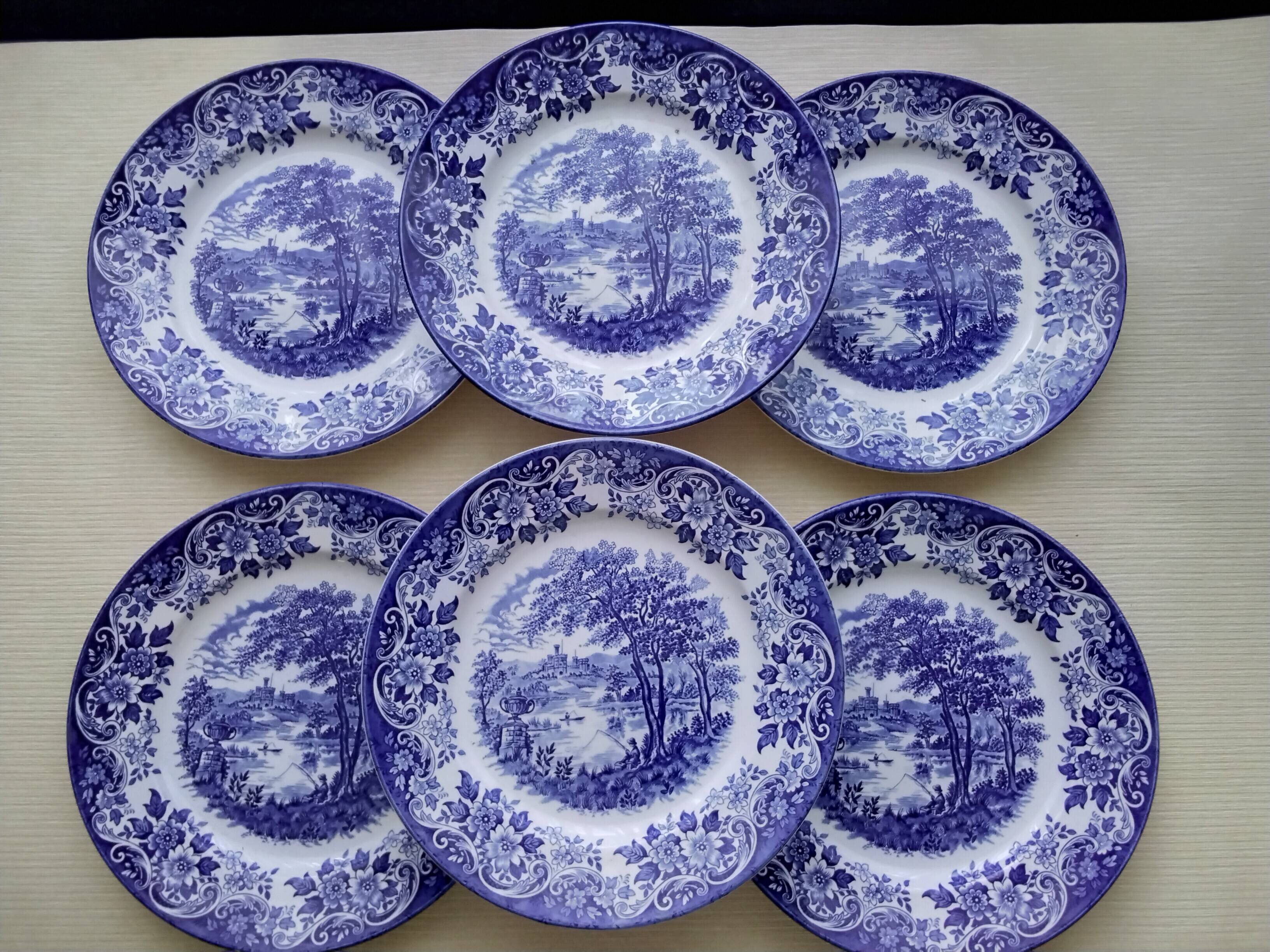 6 Broad Hurst Staffordshire English porcelain dinner plates
