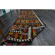 1970s Vintage Turkish Oushak Handmade Wool Cotton Brown Runner Rug 95x367