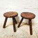 Carved wooden tripod stool