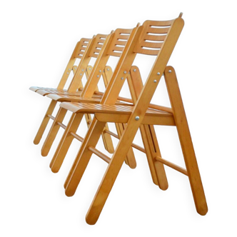 Suite de 4 chaises scandinave pliantes Pays-Bas vintage 1970s