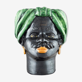 Medium-green male head vase