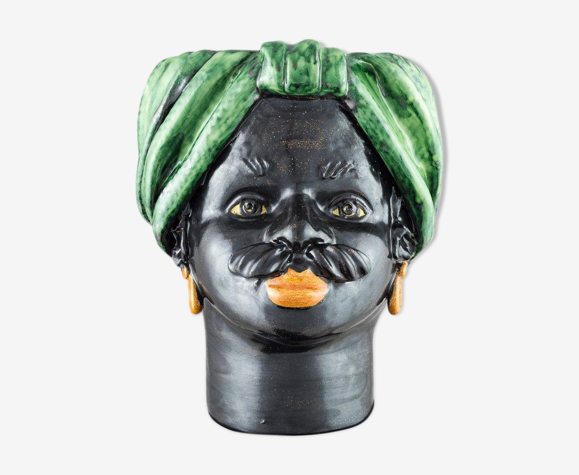 Vase tête moyenne verte homme