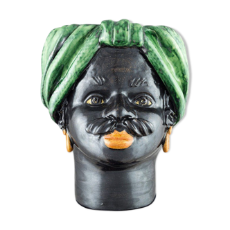 Medium-green male head vase