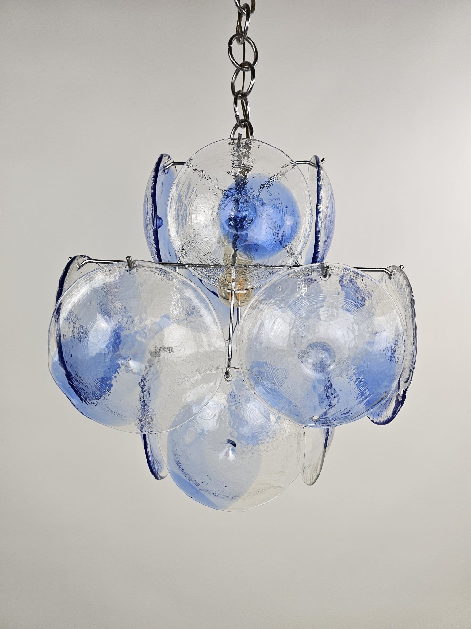Lampe suspendue Disc bleue transparente Italie