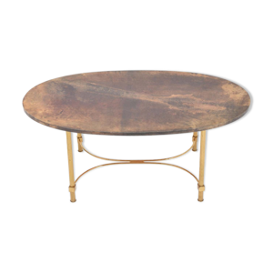 Mid-century Italian brown coffee table or side table by Aldo Tura in goatskin