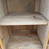 Vintage wooden buffet with a marble top.