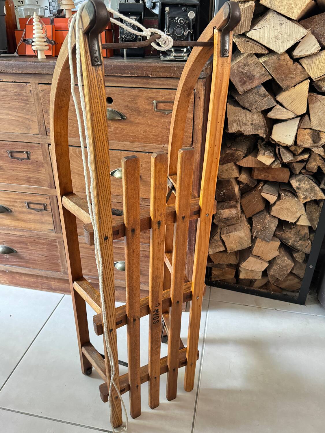 Old wooden sled Davos