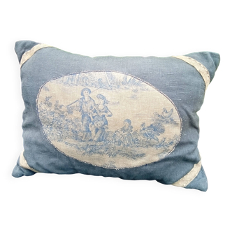 Linen and jouy cushion