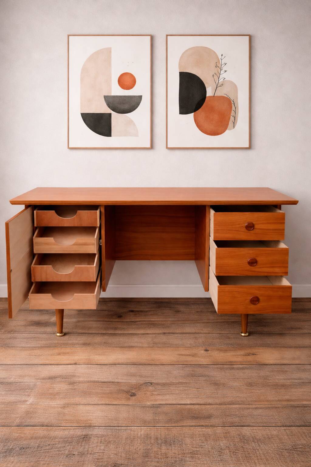 Vintage desk from the 60s in Scandinavian style.