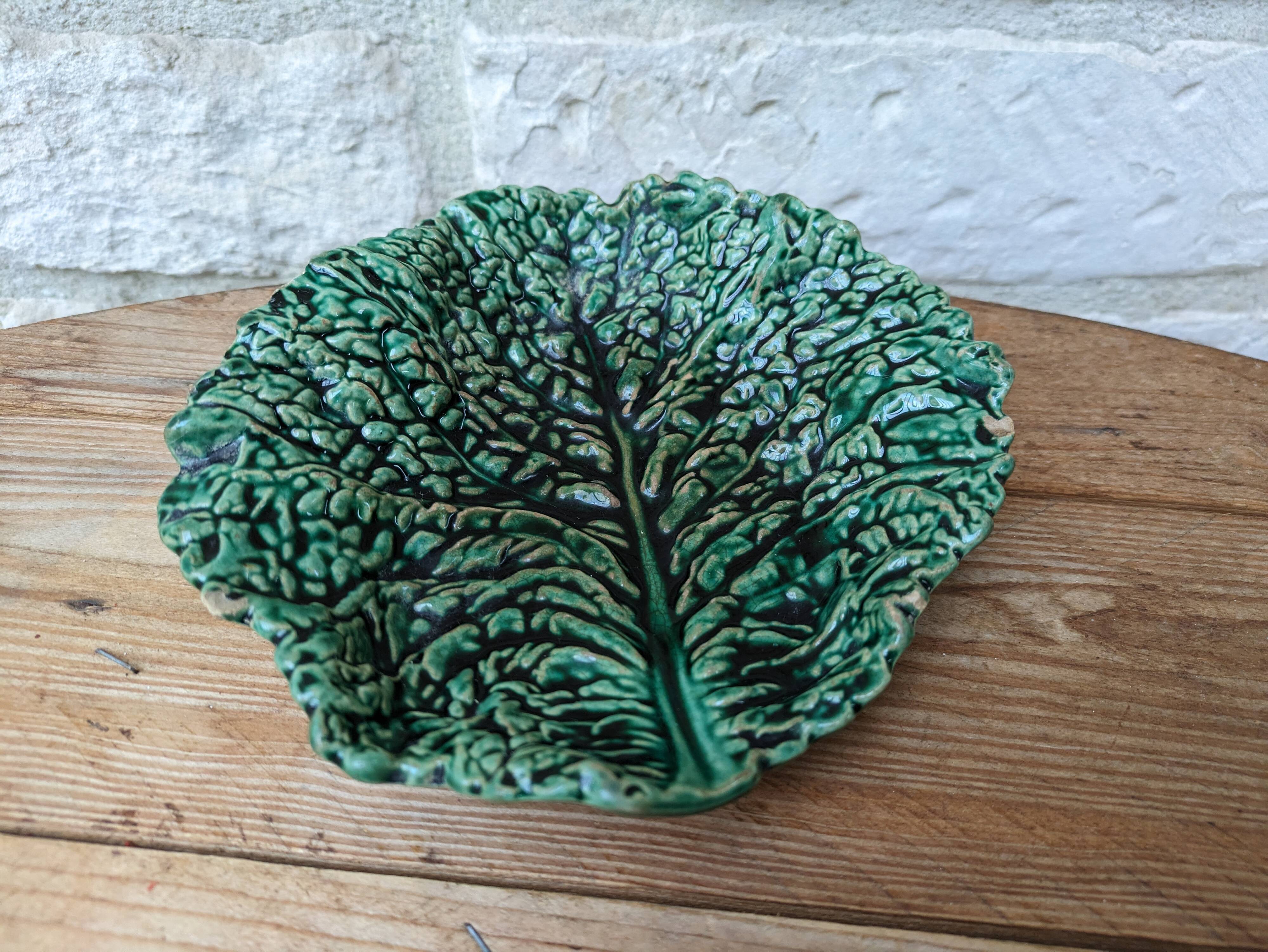 Sarreguemines ceramic cabbage leaf emptier