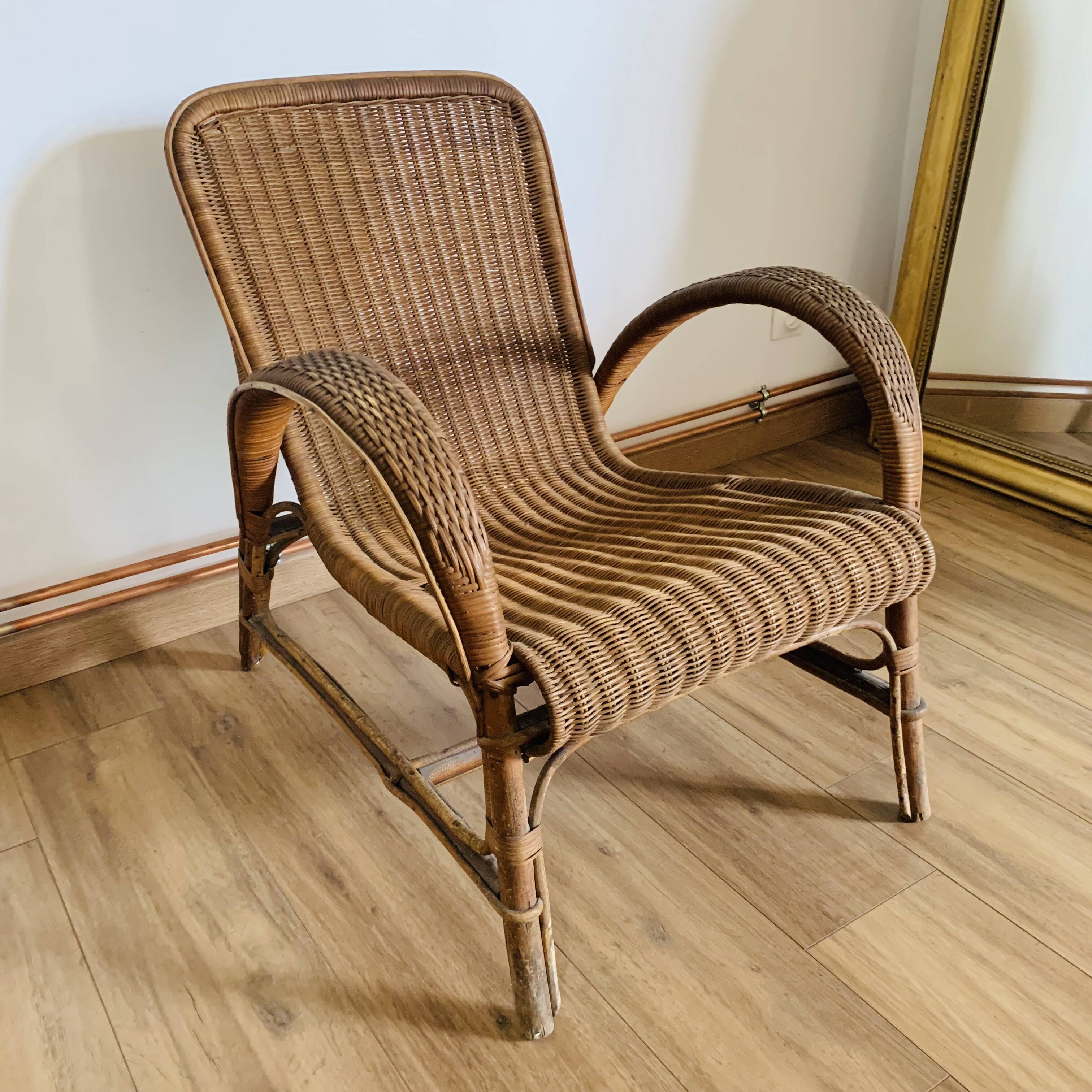 Fauteuil osier et rotin