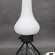 1960s Czech mid-century table lamp with sculptural glass shade and metal tripod