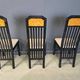 Vintage burl wood and lacquer dining chairs, 1980s