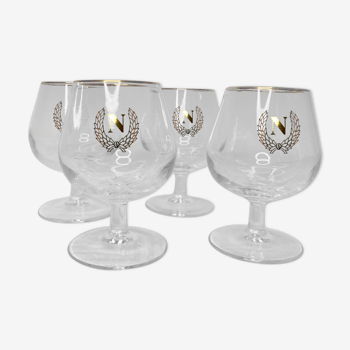 Series of four Napoleon fine cognac glasses