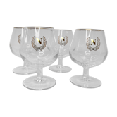Series of four Napoleon fine cognac glasses
