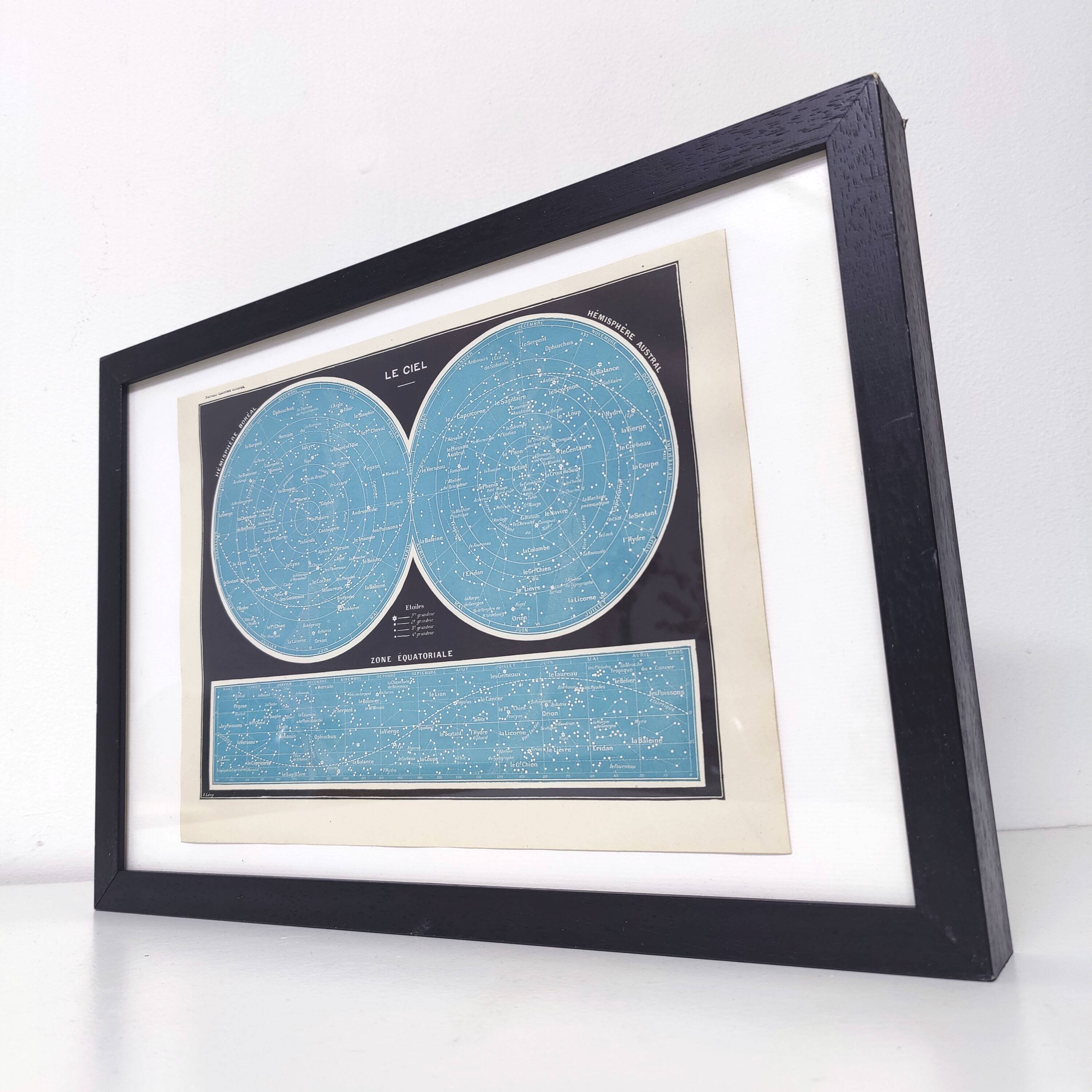 Lithograph plate of the sky, stars and astronomy 1900