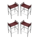Jeu de 4 tabourets de bar artisans contemporains Cuir cognac et métal engomé noir