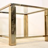 Table d'appoint carrée en verre plaqué or 23 carats Belgochrom
