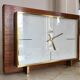 Modernist West German Glass and Brass Wood Clock 1960