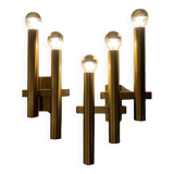 Paire d'appliques en laiton par Gaetano Sciolari pour Maison Boulanger, années 70