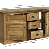 150cm solid pine vanity unit