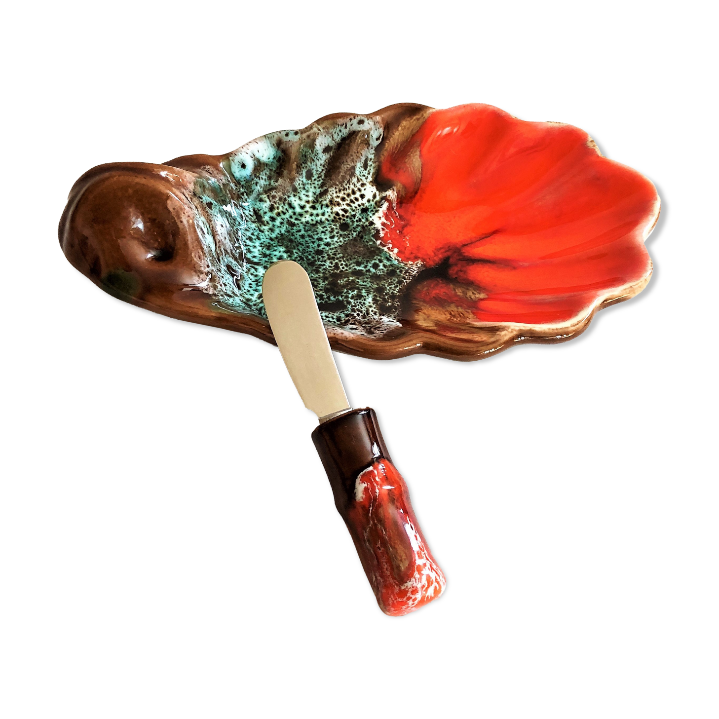 WERTIOO Beurrier En Porcelaine Avec Couvercle Et Poignée Pour Comptoir, Bleu Foncé