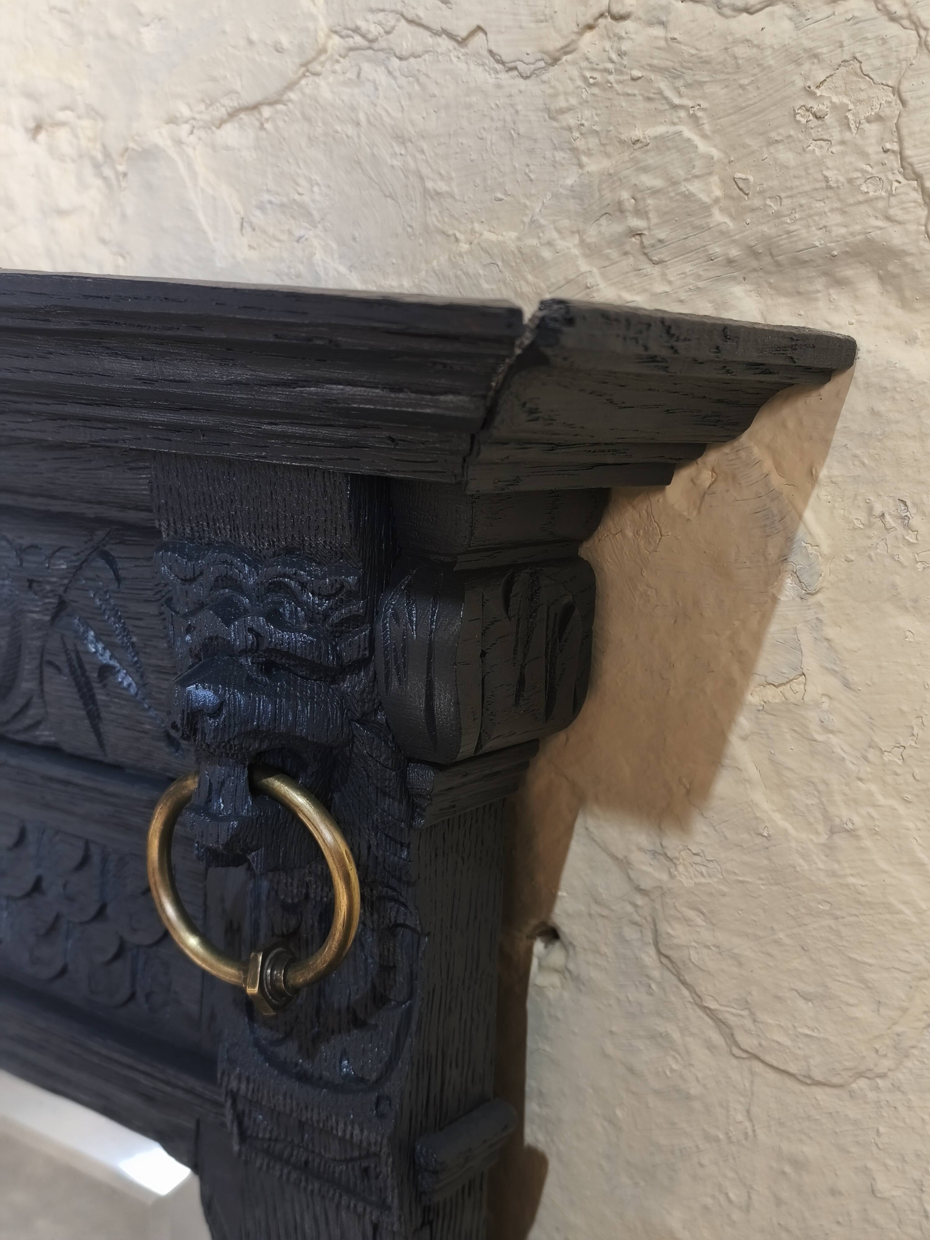 1920s mirror in dark grey painted oak