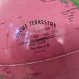 World map, luminous terrestrial globe Tecnodidattica vintage fuchsia pink background 70s