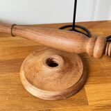 Trio of Vintage Teak and Steel Candlesticks