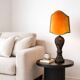 Large Carved Wood Half Shade Table Lamp