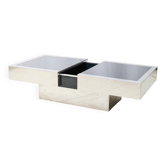 Table basse bar noire et chrome, Willy Rizzo, Cidue, 1970s