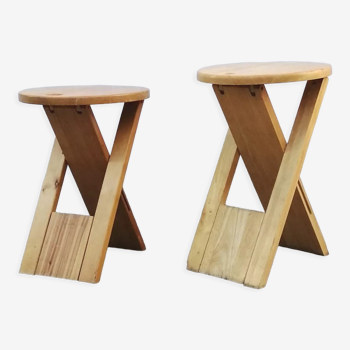 Pair of Suzy folding stools by Adrian Reed for Prince Design Works 1980