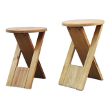 Pair of Suzy folding stools by Adrian Reed for Prince Design Works 1980