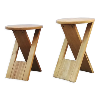 Paire de tabourets pliants Suzy d'Adrian Reed pour Prince Design Works 1980