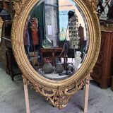 Miroir medaillon dore du xix ème siecle