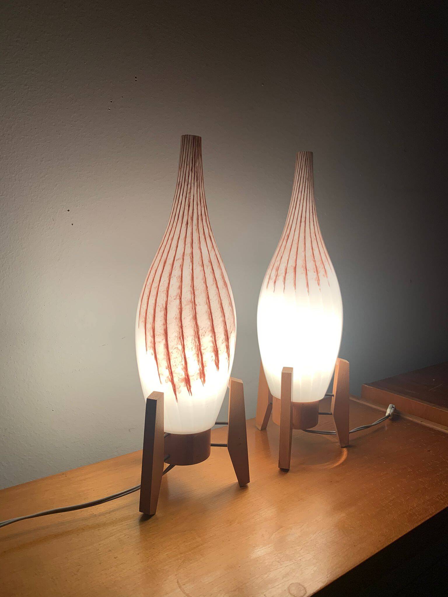Mid-century retro vintage Czechoslovak table lamps, 1960s – set of 2