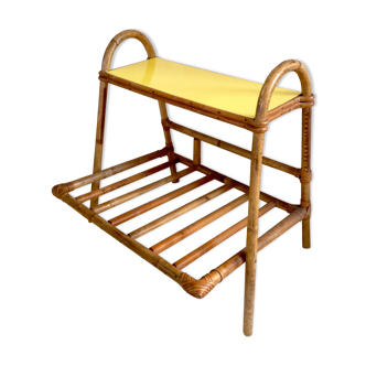 Chevet vintage en rotin et formica