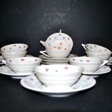 ART DECO Tea Service Teapot + 10 cups in Limoges porcelain CHAPUS fils 1930