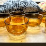 Amber bowls Lever France and amber yellow plates